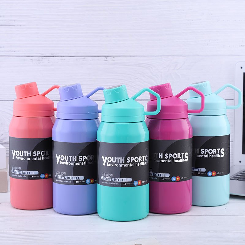 650ml 1000ml Sports Stainless Steel Custom Logo Water Bottle Vacuum Flask Bottle With Handle