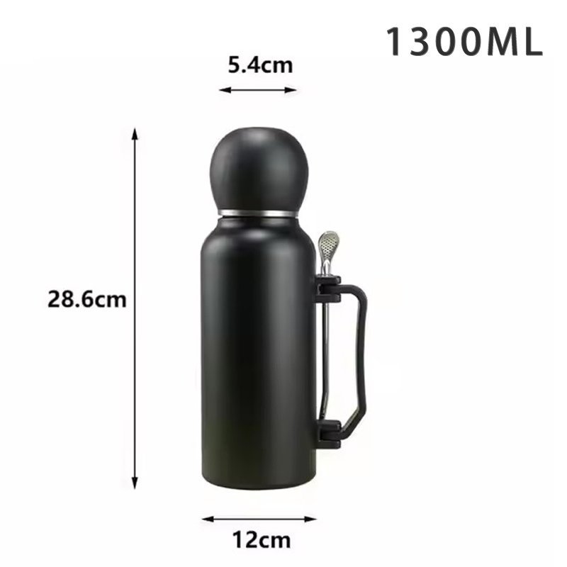 Custom 1300ml Large Capacity Yerba Thermos Vacuum Flasks Stainless Steel Insulated Water Bottle with Spoon