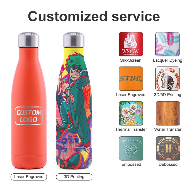 Custom logo 500ml eco friendly termos vacuum insulated drinking water bottle for picnic camping travel