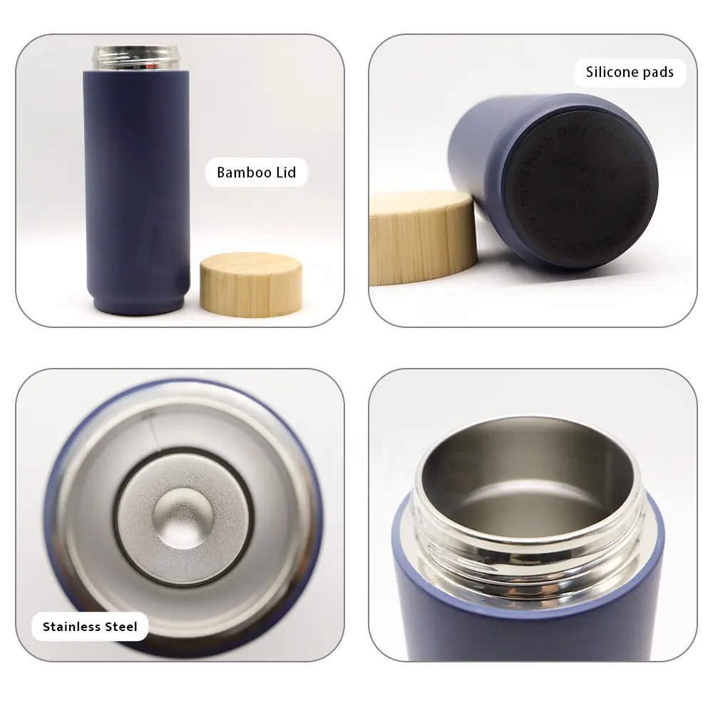 Hot Sale New Design 500ml Double Wall Stainless Steel Water Bottle Insulated Coffee Mug with Bamboo Lid