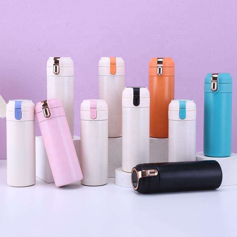 New Design 400Ml Smart Led Temperature Display Vacuum Thermos Insulated Smart Water Bottle With Handle Lid Creative Cup
