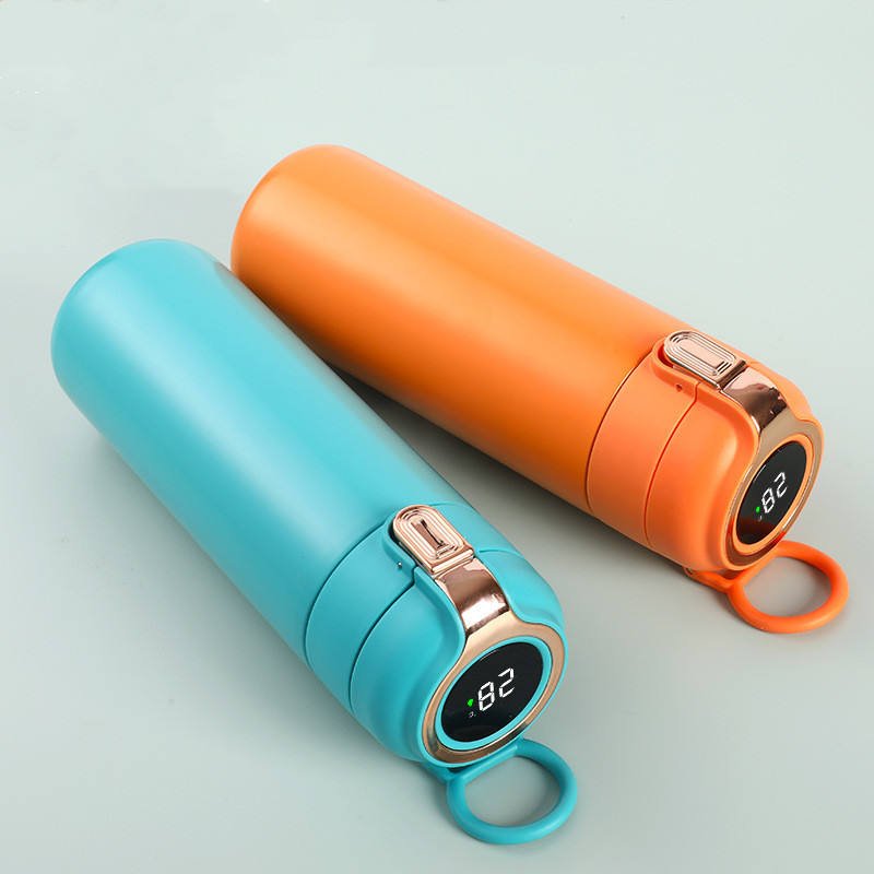 New Design 400Ml Smart Led Temperature Display Vacuum Thermos Insulated Smart Water Bottle With Handle Lid Creative Cup