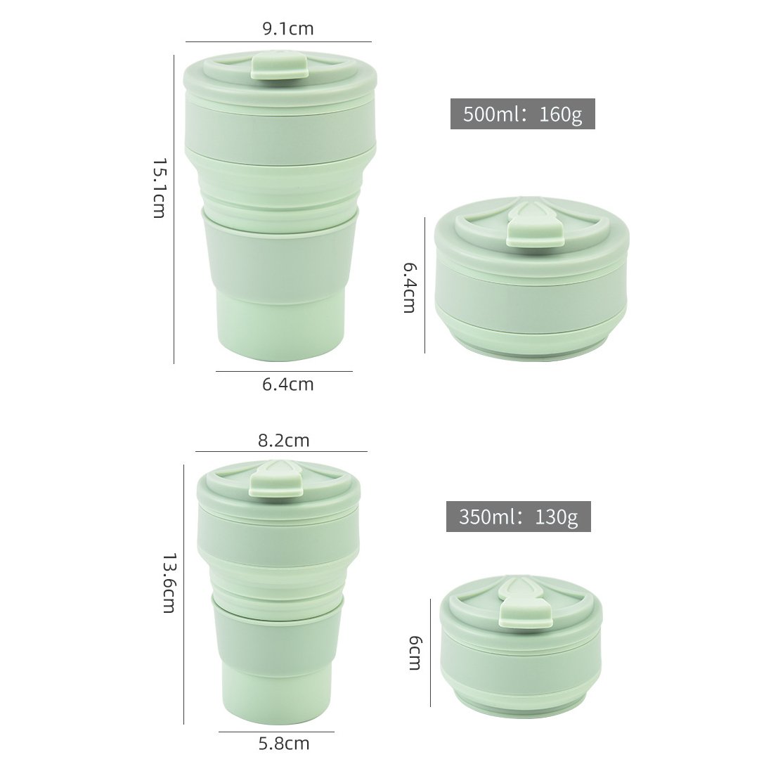 Reusable Silicone Collapsible Water Cup Portable Travel Coffee Mug Collapsible Silicone Coffee Cup with Lid