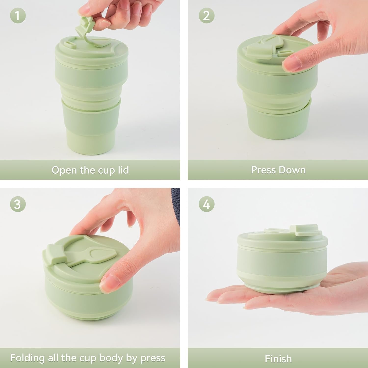 Reusable Silicone Collapsible Water Cup Portable Travel Coffee Mug Collapsible Silicone Coffee Cup with Lid