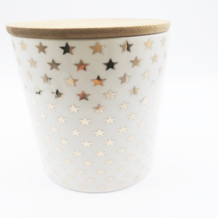 Porcelain with wooden lid cookie cover seal pot storage kitchen sealed jar ceramic Container bottles Customized simple pattern