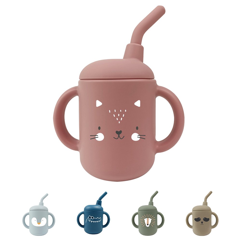 BPA Free Kids Sippy Cup With Straw Factory ODM OEM Price Silicon Drinking Mug Bebe Tableware Feeding Taza Ready To Ship In Stock