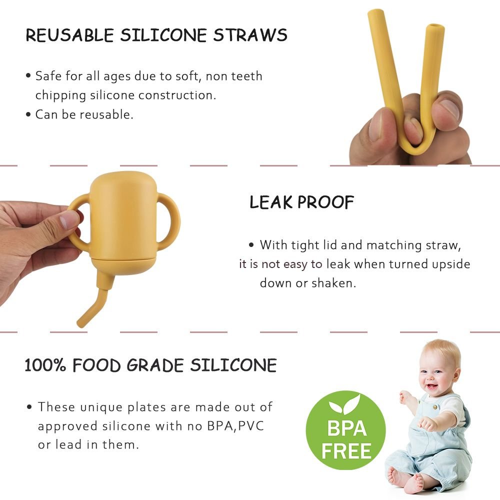 BPA Free Kids Sippy Cup With Straw Factory ODM OEM Price Silicon Drinking Mug Bebe Tableware Feeding Taza Ready To Ship In Stock
