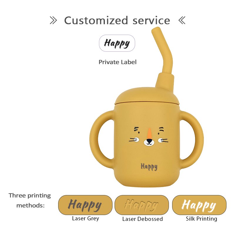 BPA Free Kids Sippy Cup With Straw Factory ODM OEM Price Silicon Drinking Mug Bebe Tableware Feeding Taza Ready To Ship In Stock