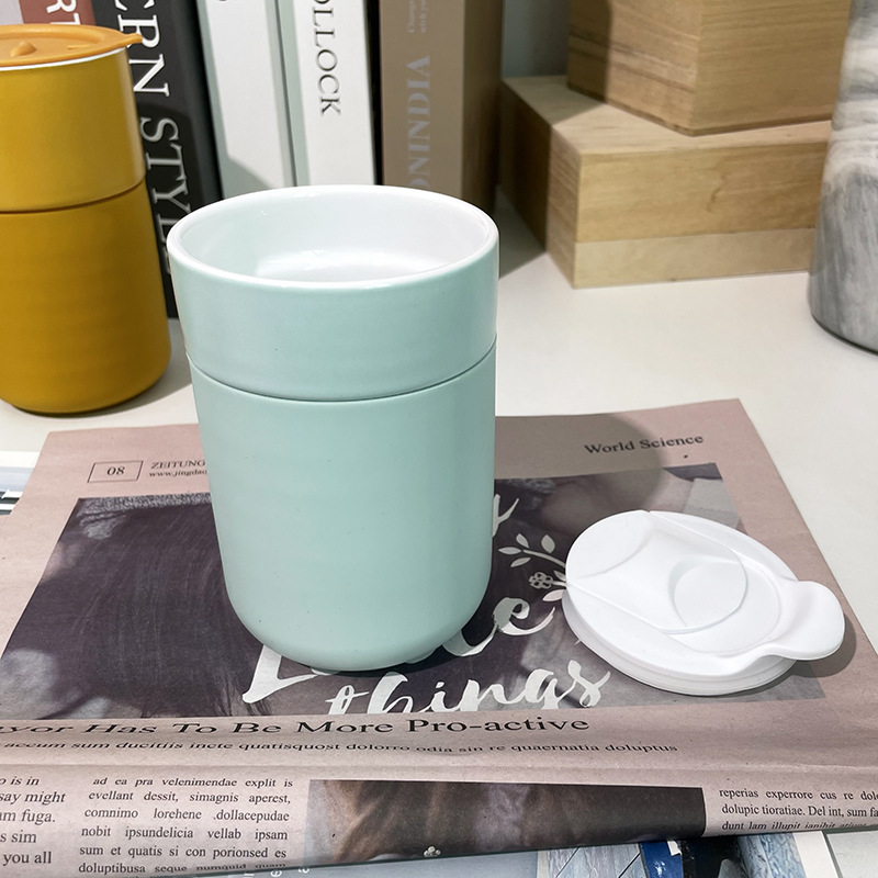 DD2294 Silicone Sleeve Ceramic Cup Insulated Plastic Lid Espresso Cups Home Keep Cold Travel Fashion Coffee Mug