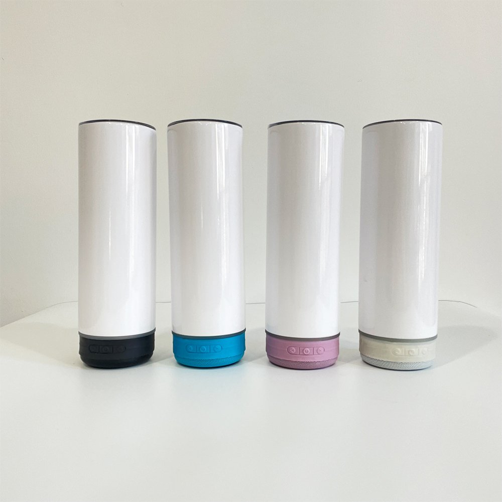 USA Warehouse 25pcs non tapered white 20oz speaker tumbler Sublimation blanks Straight display glow in dark Music Tumbler