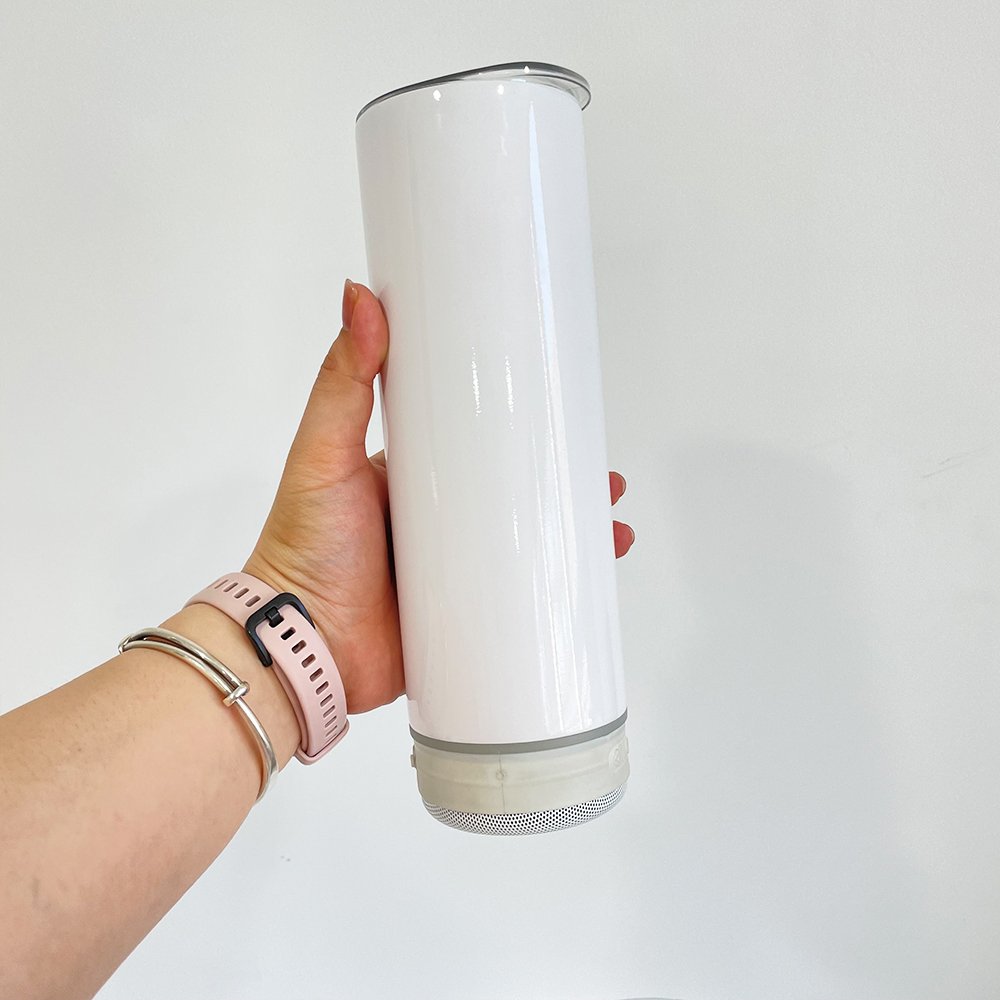 USA Warehouse 25pcs non tapered white 20oz speaker tumbler Sublimation blanks Straight display glow in dark Music Tumbler