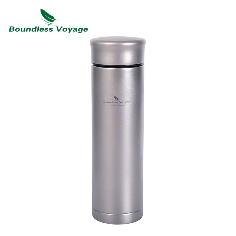 Boundless Voyage Titanium vacuum thermos flask with Filter Double Layer water bottle Lightweight outdoor Camping Gift