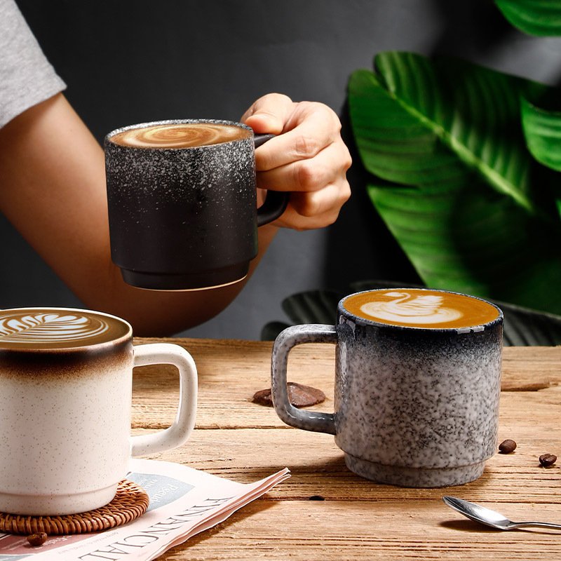 Retro crude pottery coffee cups porcelain ceramic latte for home and office, cheap ceramic cup