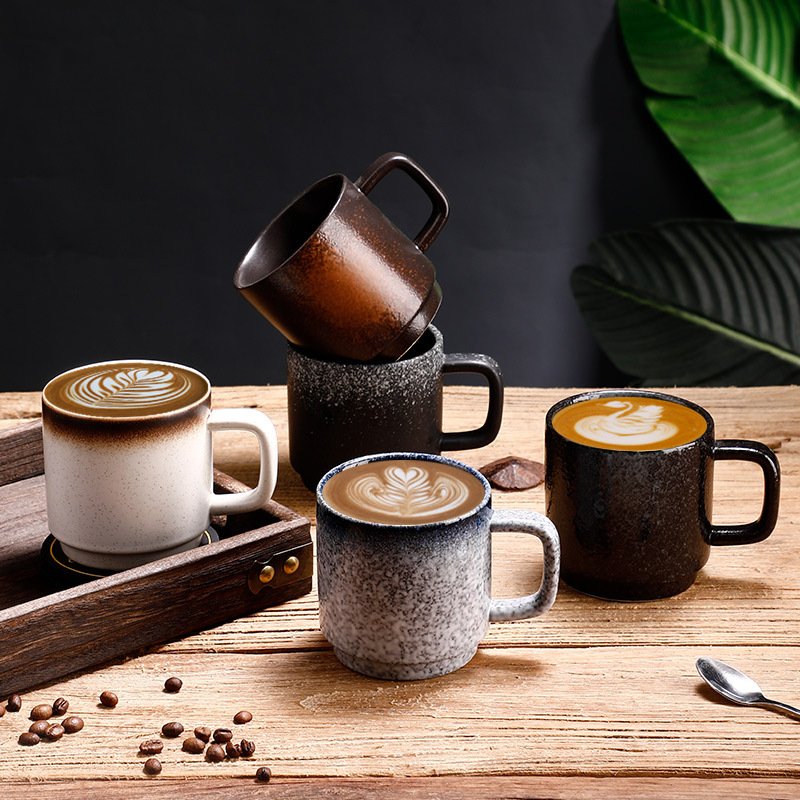 Retro crude pottery coffee cups porcelain ceramic latte for home and office, cheap ceramic cup