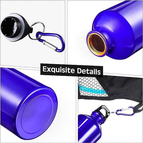350ml 500ml Aluminum Water Bottle Leak Proof Bike Water Bottles Team Reusable Metal Travel Bottles with carabiner cover