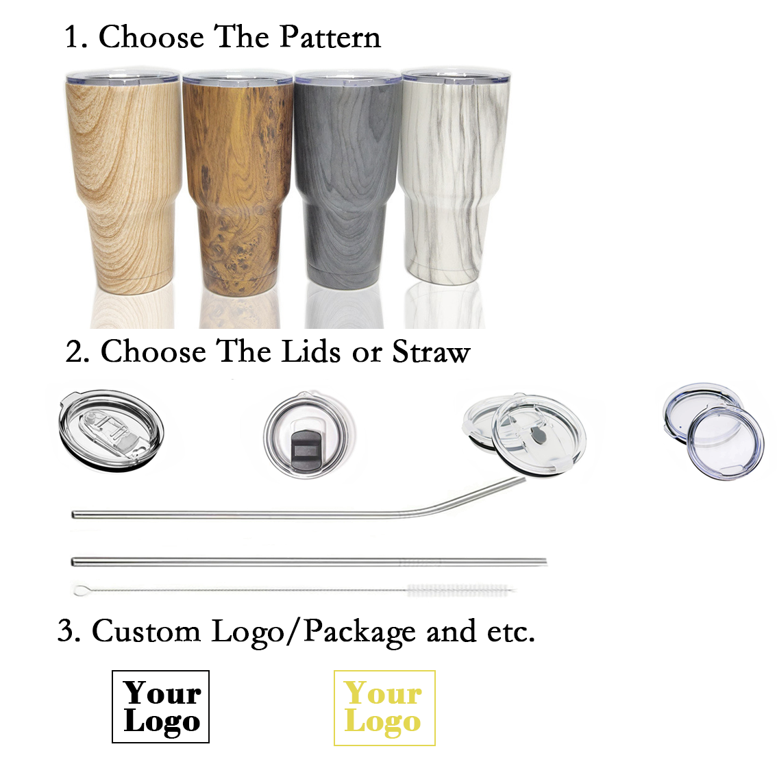 Custom New Product Wood Grain 30oz Double Wall Coffee Cup Stainless Steel Vacuum Insulated Travel Mug Tumbler with Lid