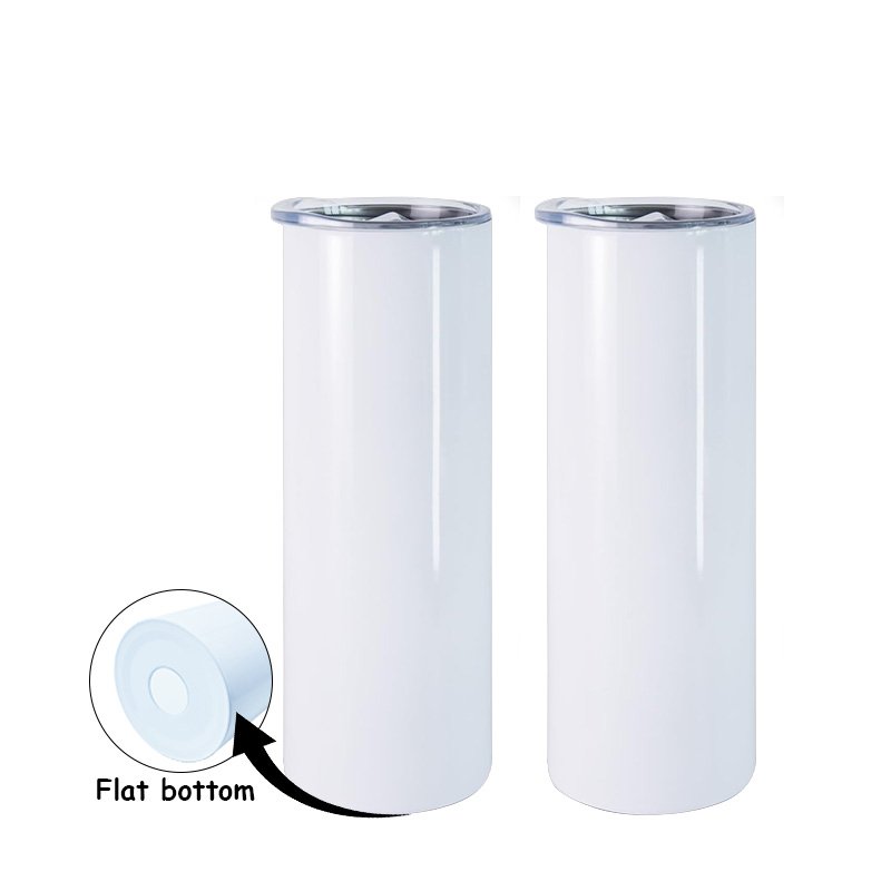 New Style 20 oz White Stainless Steel Sublimation Blanks Flat Edge Straight Tumbler With Lid And Straw