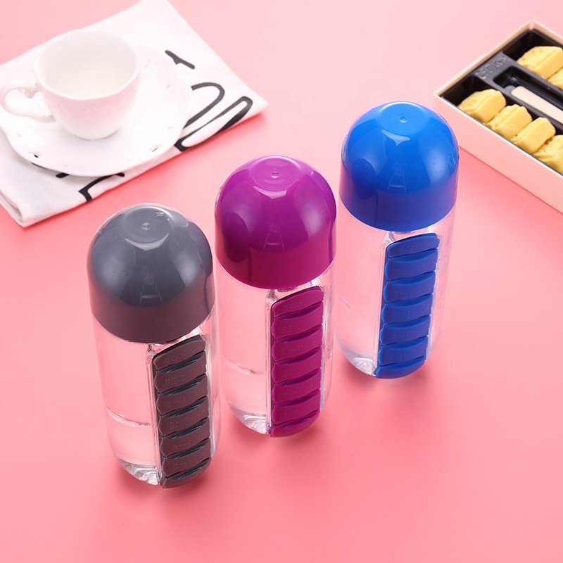 Plastic Water Bottle With Pill Box Portable Water Cups Customized Logo 700ML Water Bottle Large Capacity
