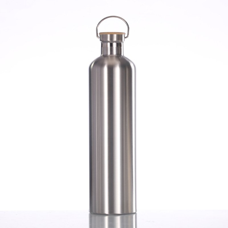 Vacuum Flask Sports Water Bottle Bamboo and Wood Portable Travel Cover Handle Customizable Thermo Sports Camping CLASSIC