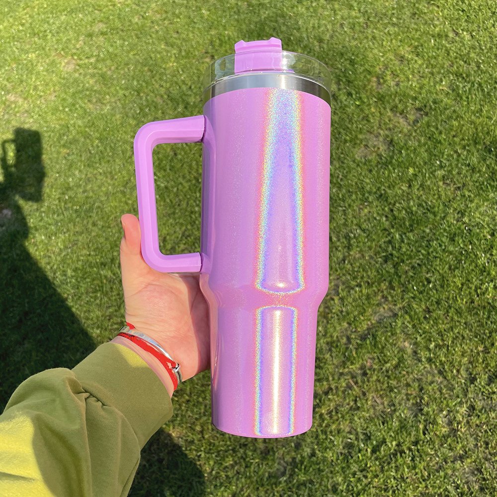 20PACK US Warehouse 40oz shimmer holographic glitter blank sublimation mugs sublimation tumbler with handle and straw
