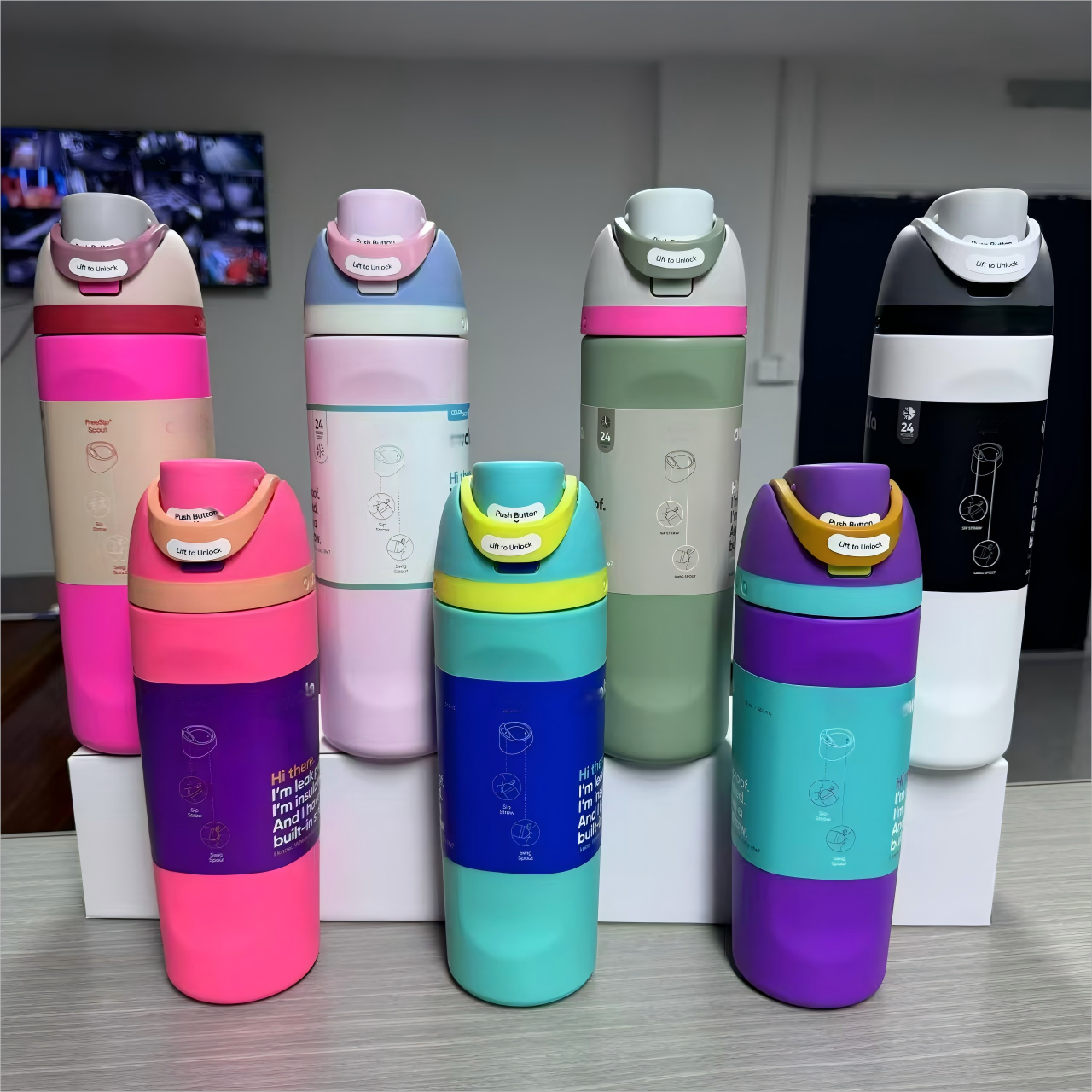 New arrival 24oz 32oz OwalafreeSip Insulated Stainless Steel Water Bottle with Straw for Sports and Travel