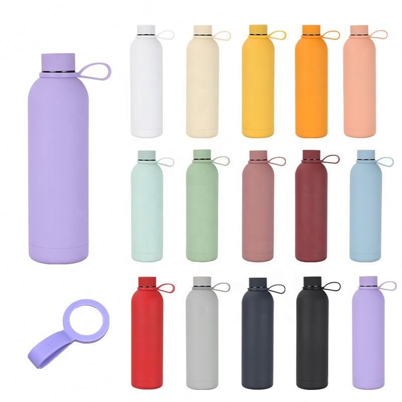Custom 500ml Frosted Soft Touch Sport Cup Vacuum Flask Thermal Stainless Steel Drink Bottles Sports Water Bottle