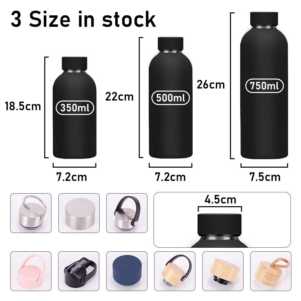 Custom Colorful 500ml Frosted Soft Touch Sport Cup Vacuum Flask Stainless Steel Drink Bottles With Straw Sports Water Bottle