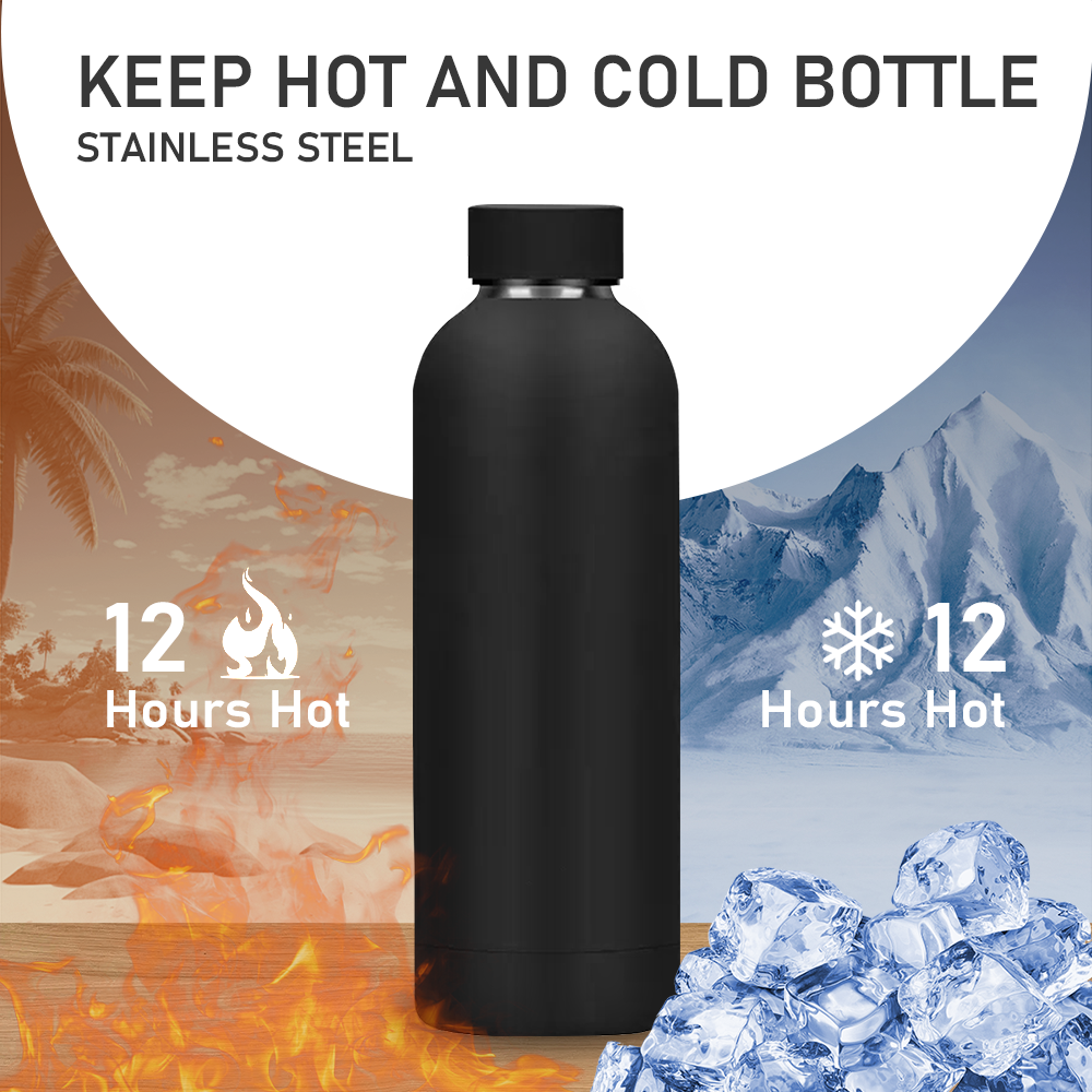 Custom Colorful 500ml Frosted Soft Touch Sport Cup Vacuum Flask Stainless Steel Drink Bottles With Straw Sports Water Bottle