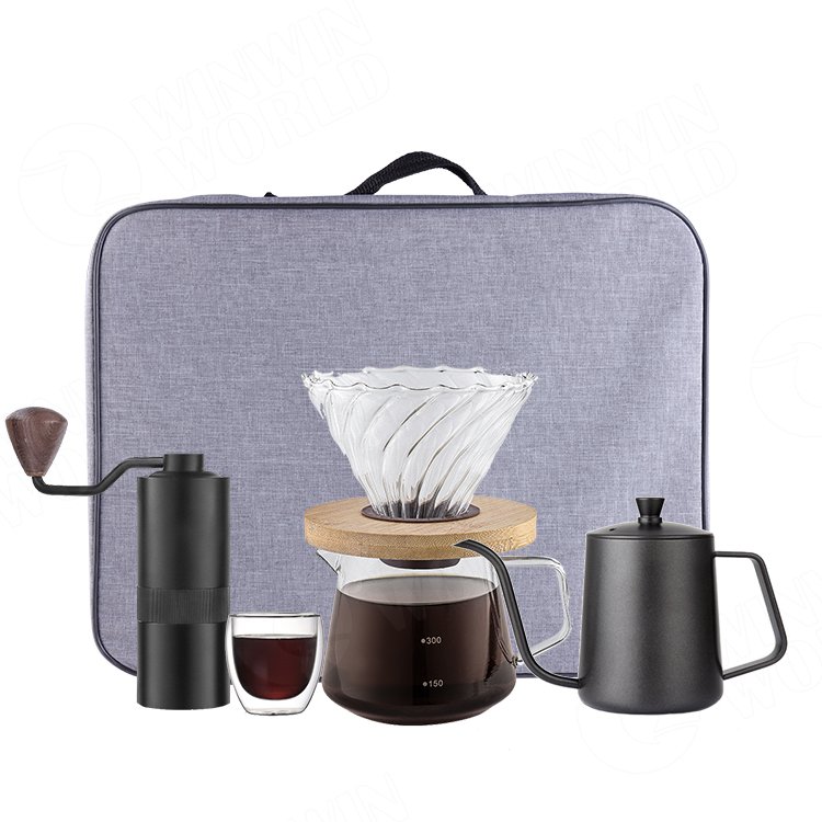 Travel Coffee Maker Custom BPA Free Glass Coffee Maker With Stainless Steel Coffee Drip Set