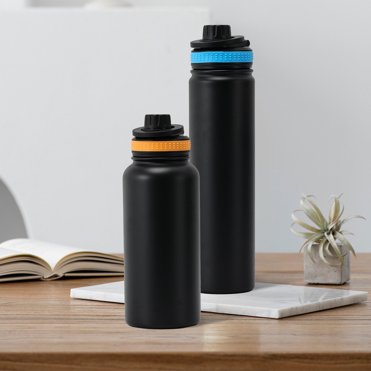 Hot 32oz Vacuum Flask With Spout Lid Thermal Hot & Cold Blue Water Bottle Wide Mouth BPA Free Sport Travel Water Bottle