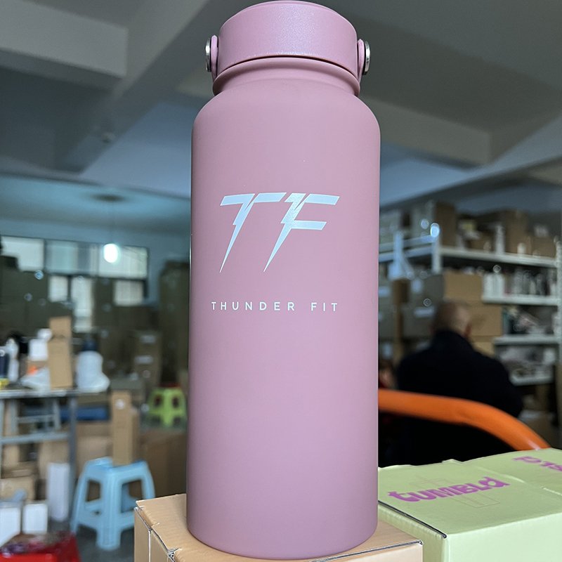 Custom Logo 1L Classic Bottle Double Wall Insulated Vacuum Matte Rubber Powder Coated Flask