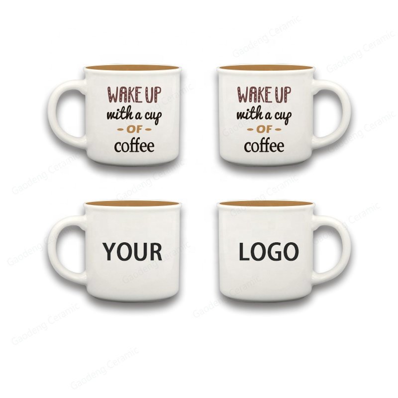 12oz White Camping Enamel Coffee Mug, Wholesale Camp Tea Cup, Water Cup Custom Logo
