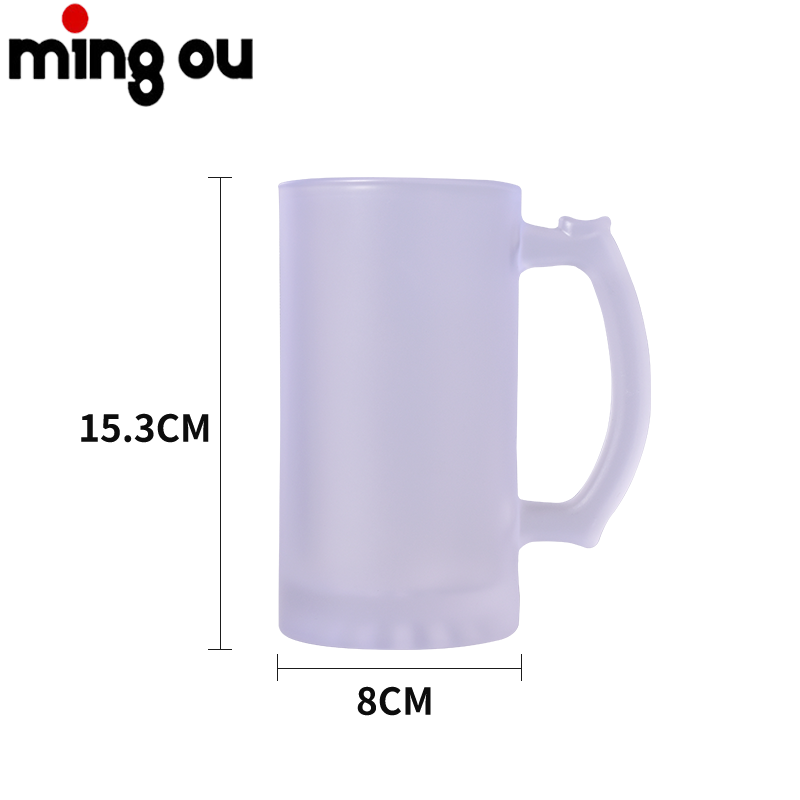 Sublimation Glass Beer Mugs 16oz Handle Frosted Glass Mug
