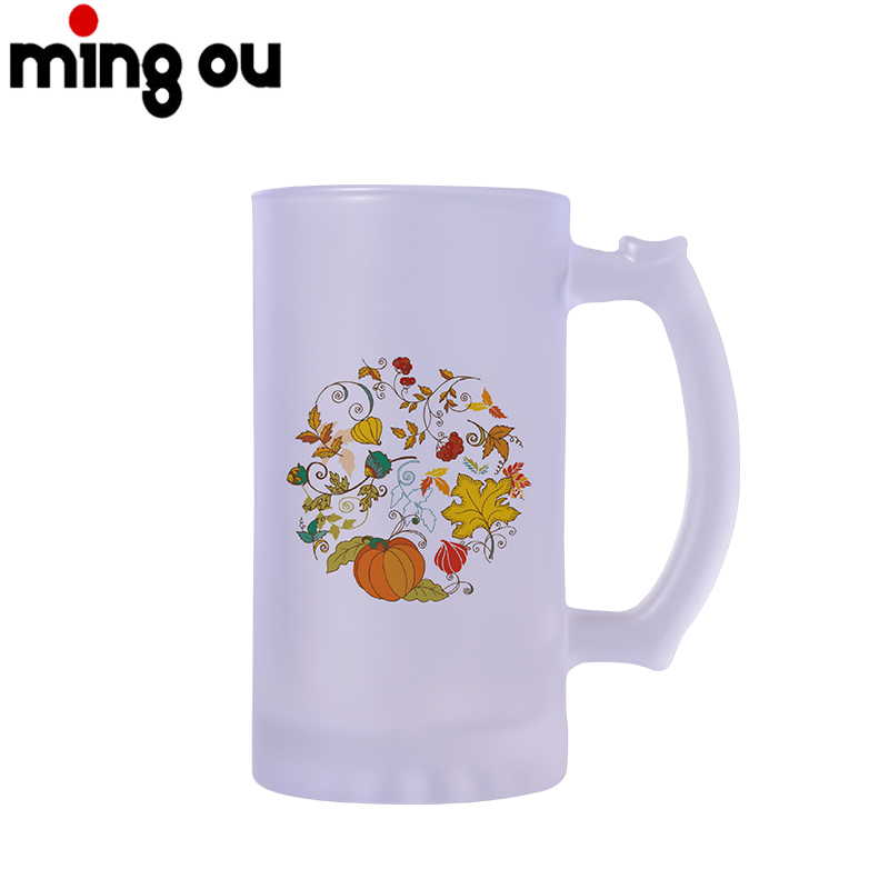 Sublimation Glass Beer Mugs 16oz Handle Frosted Glass Mug