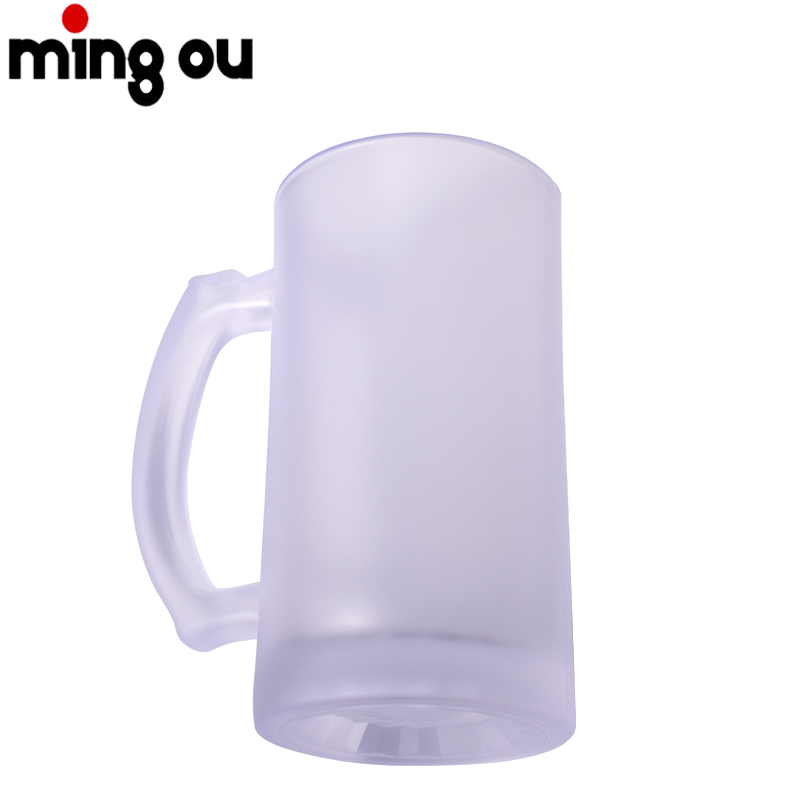 Sublimation Glass Beer Mugs 16oz Handle Frosted Glass Mug