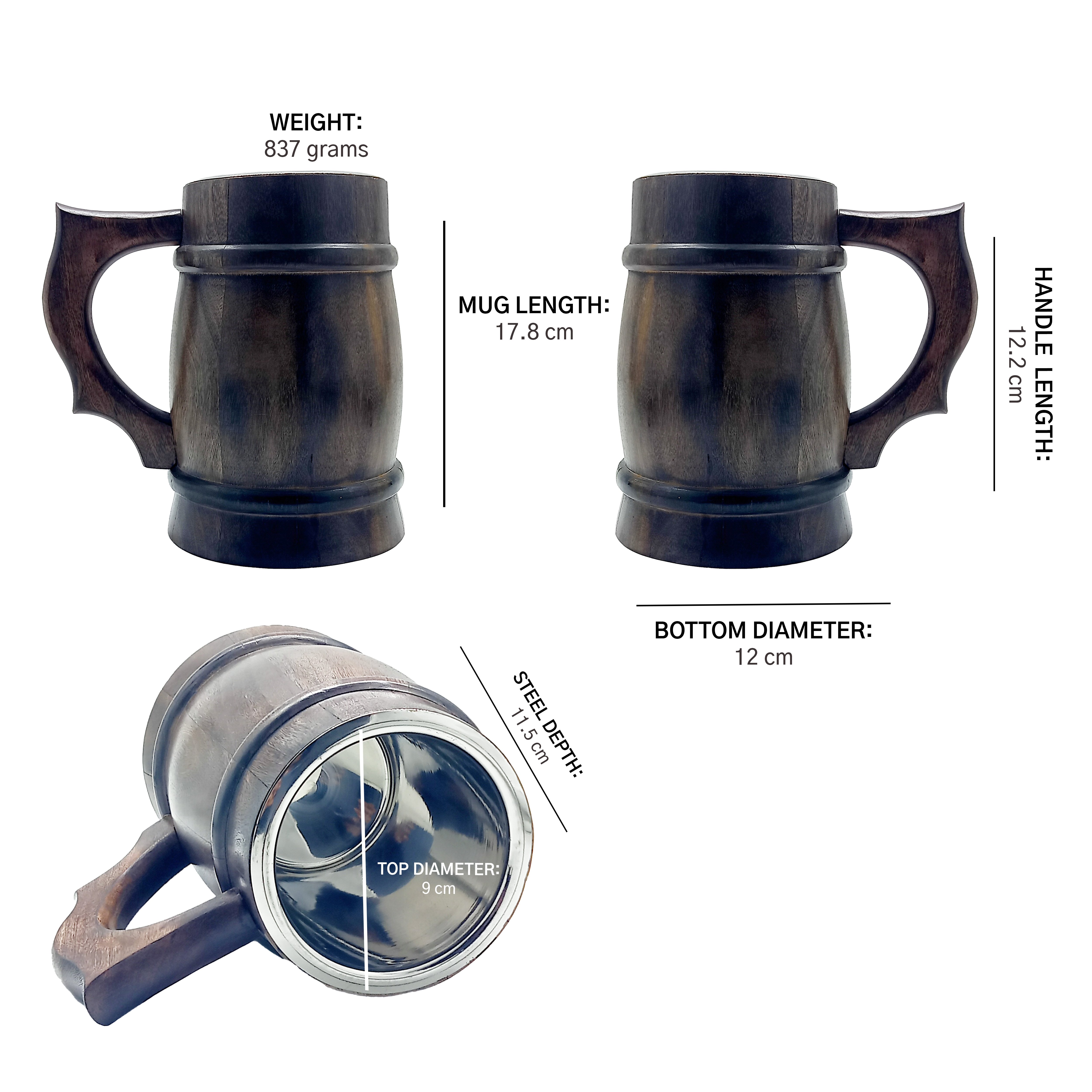 Dark Brown Aesthetic Wooden Beer Mug 500ml Capacity Sturdy Elegant with Handles Dining Bubble Tea Largest Manufacture Company