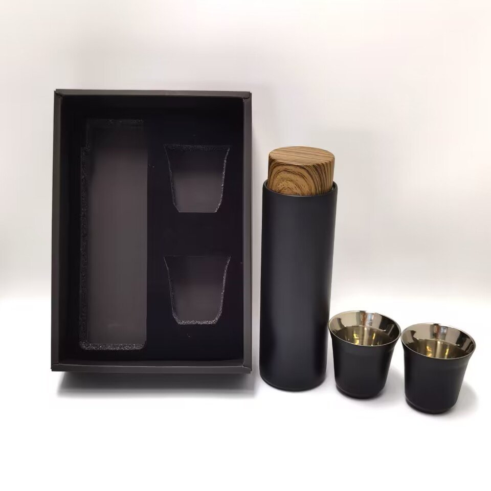 400ml Stainless Steel Arabic Vacuum Flask Set With Espresso Coffee Cup Business Gift Set