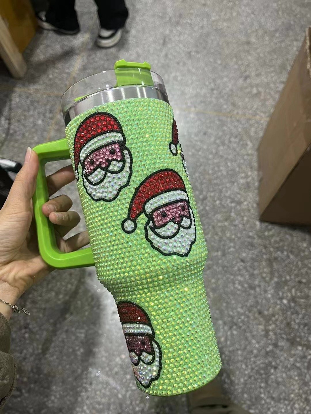 12 Colors Wholesale High Quality Christmas Rhinestone Tumblers 40oz Stainless Steel Christmas Coffee Travel Mugs