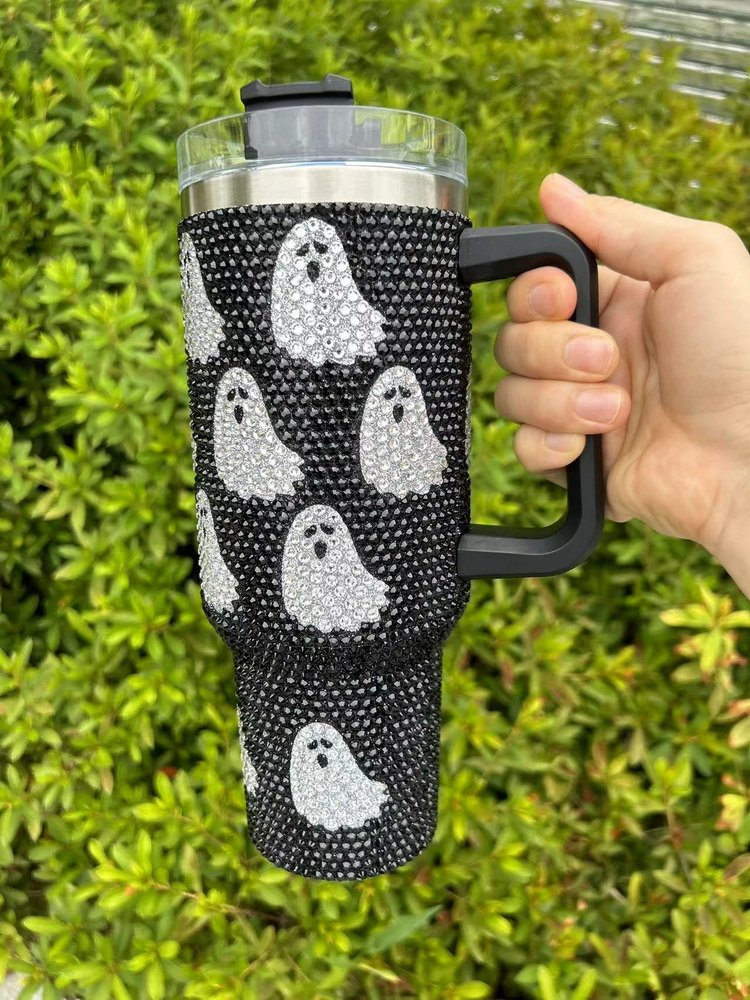 12 Colors Wholesale High Quality Christmas Rhinestone Tumblers 40oz Stainless Steel Christmas Coffee Travel Mugs