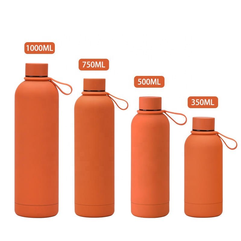 Hot Sale Portable Custom Logo Gym Small Mouth Thermos Tank Insulated Stainless Steel Rubber Matte Painted Water Bottle