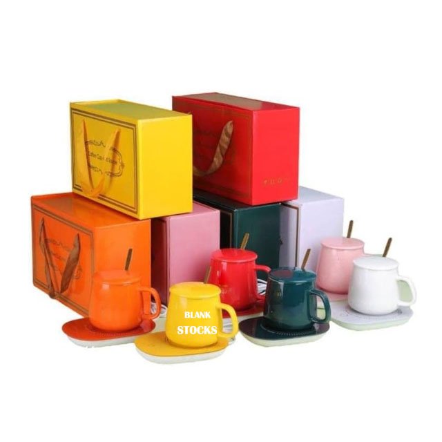 Custom Logo USB Office Home Gift Smart Ceramic Warmer Cup Heater Heating Pad Temperature Control Water Coffee Mug Set