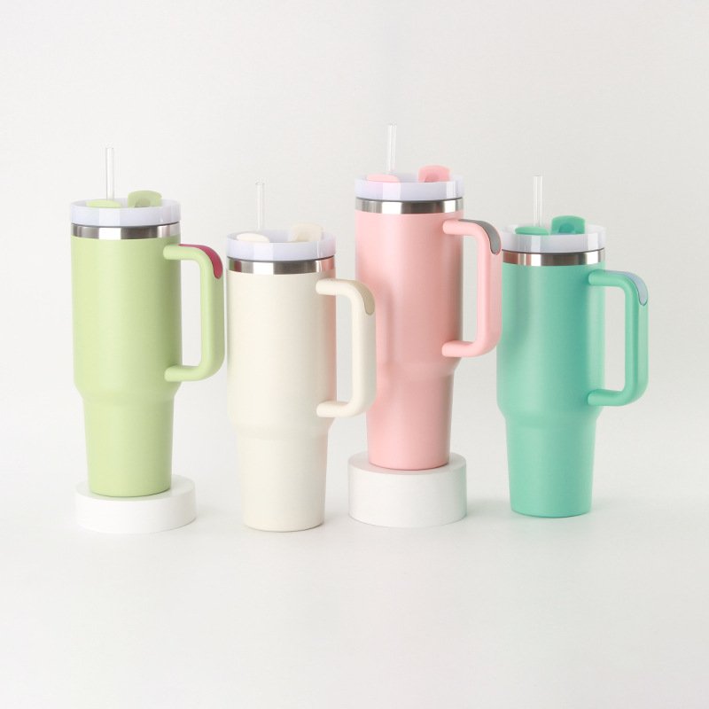 Customizable 40oz Stainless Steel Travel Mug with Straw BPA-Free Lid Eco-Friendly Handle Adventure Ready Personalized Logo