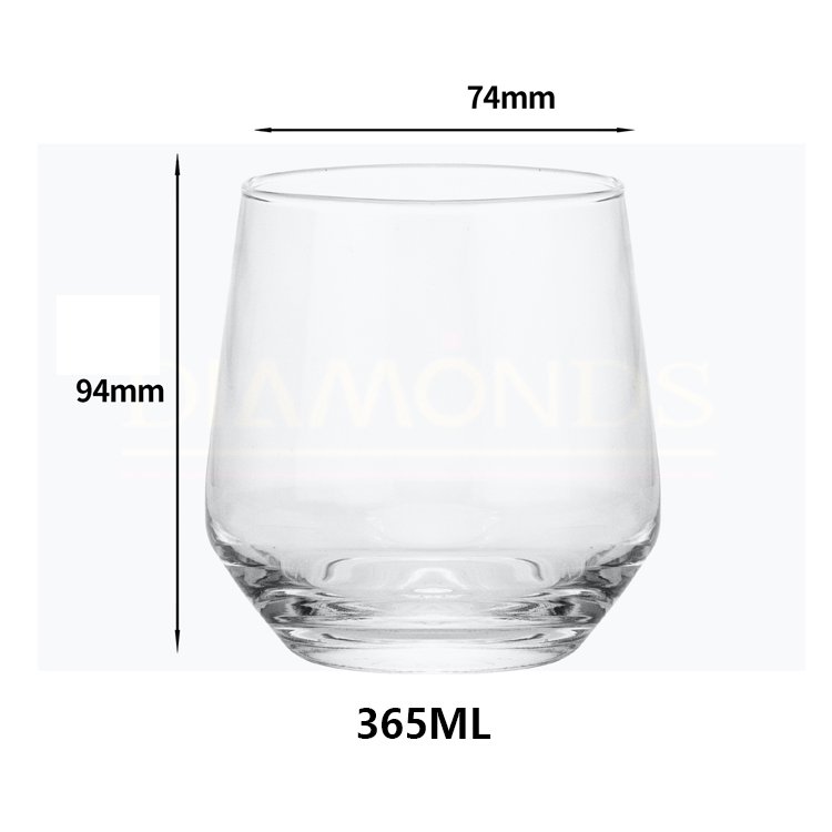 Stylish Crystal Glass 365ml Lead-free Clear Wine Glass with Custom Packaging