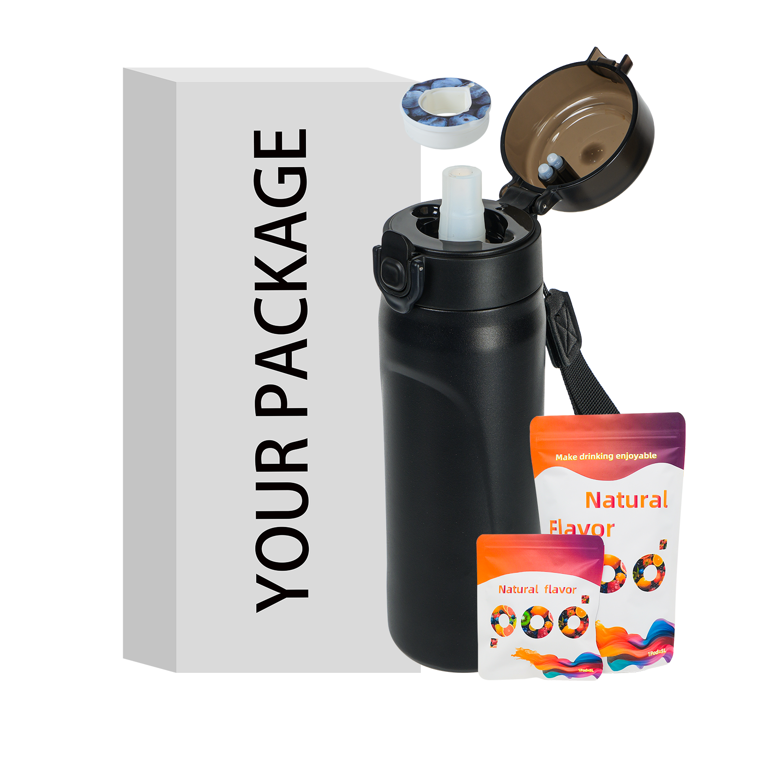JOYFIT Custom 550ml 316 Stainless steel insulated flavoured cirkuls air flavour up water bottle 2024 with 7 flavor aromatic pods