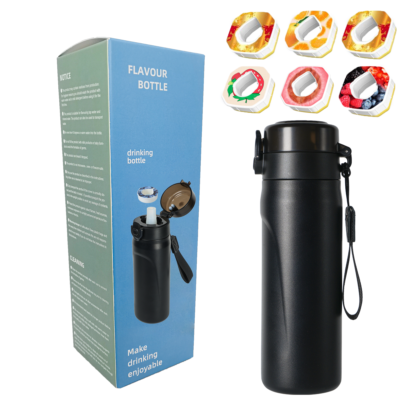 JOYFIT Custom 550ml 316 Stainless steel insulated flavoured cirkuls air flavour up water bottle 2024 with 7 flavor aromatic pods