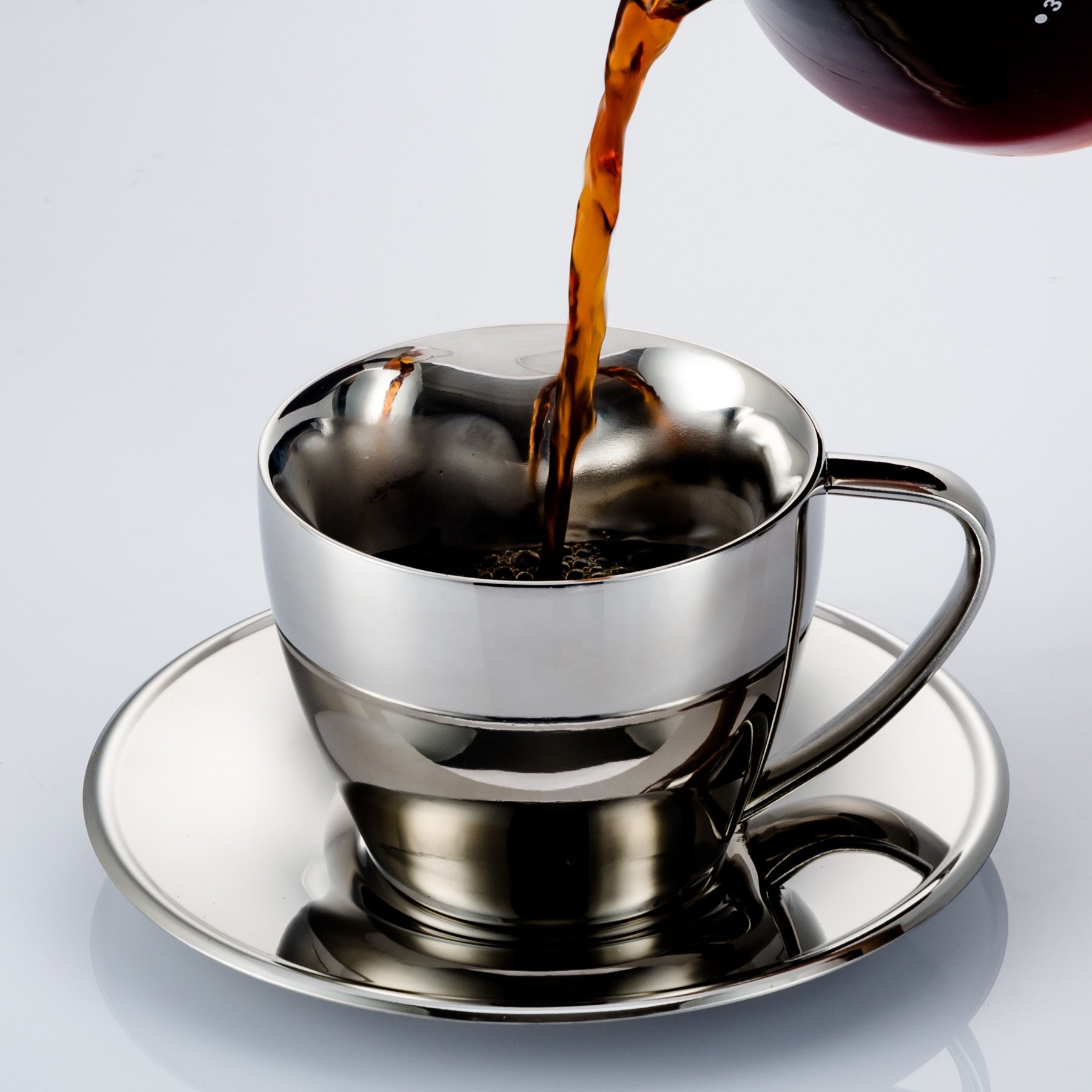 Custom Logo 90ml 200ml coffee mug with handle double wall stainless steel coffee cup
