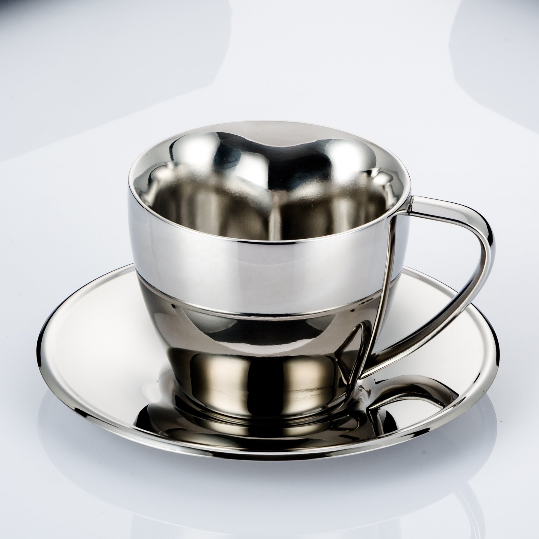Custom Logo 90ml 200ml coffee mug with handle double wall stainless steel coffee cup