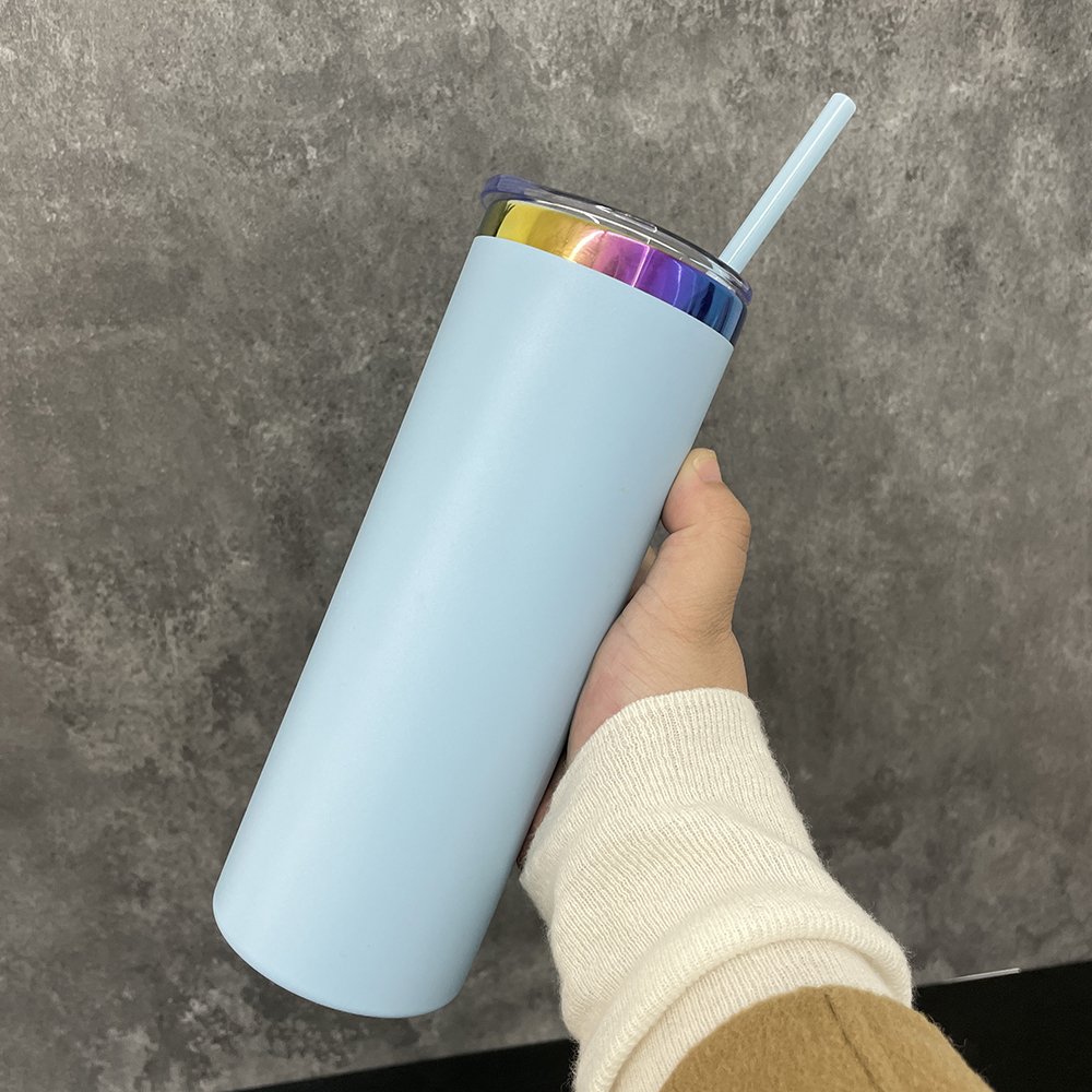 Laser Engrave 20oz Rainbow Plated Coffee Tumbler Black Powder Coated 20 oz Stainless Steel Double Wall Insulated Mug