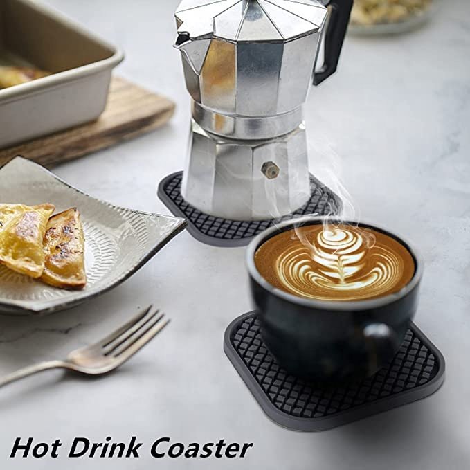 Custom Colorful Round Heat Resistant Tea Cup Mat Drink Coffee Mug Glass Beverage Holder Pad Decor Table Mat Silicone Coasters