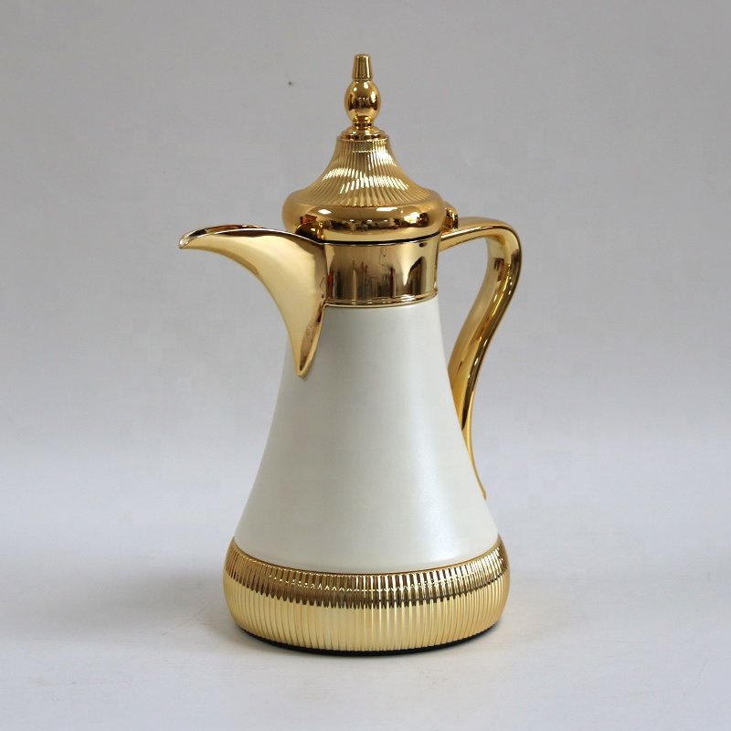 Y2023 TURKISH STYLE BLACK GOLDEN COLOR 700ml LONG MOUTH PINK GLASS LINER VACUUM FLASK JUG DALLAH